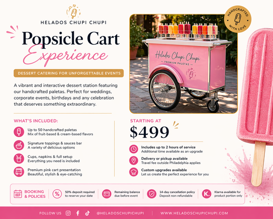 Popsicle Cart Experience – 50 Popsicles + 1 Bucket (Ice Cream or Water Ice)